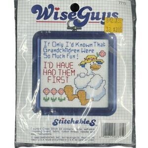 Vintage Wise Guys Grandchildren goose 1988 framed cross stitch embroidery kit se